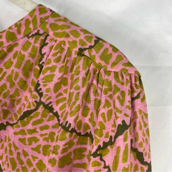 See U Soon Pink and Green Safari Print Blouse - Picture 4 of 11